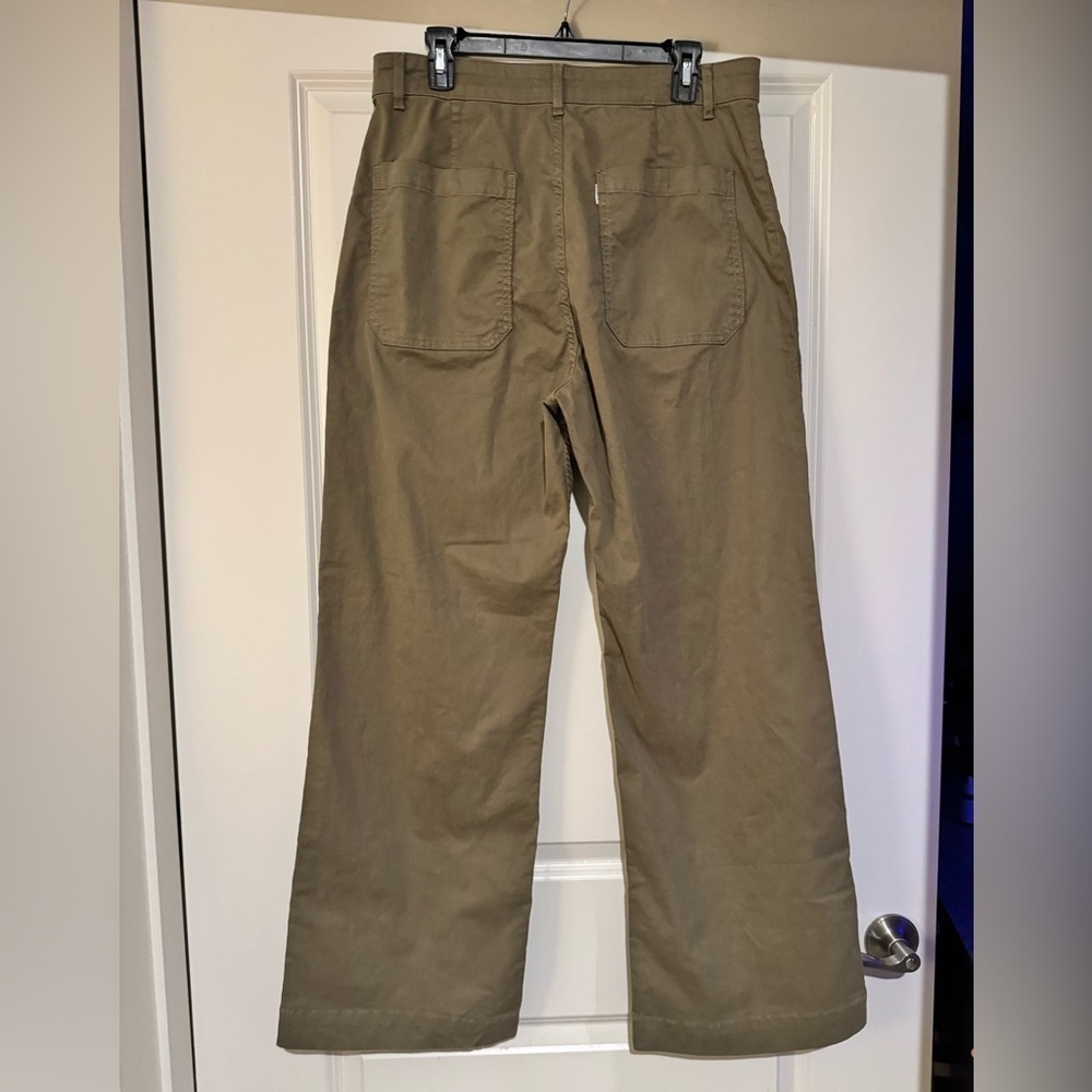 Askk NY Sailor High Waist Wide Leg Cargo Pants Olive Green Size 34 EUC - Picture 7 of 11